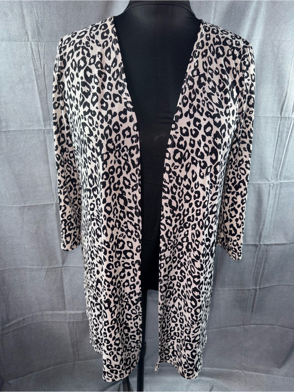 3020-HEIMISH USA Leopard Print Open Cardigan - Black & Cream